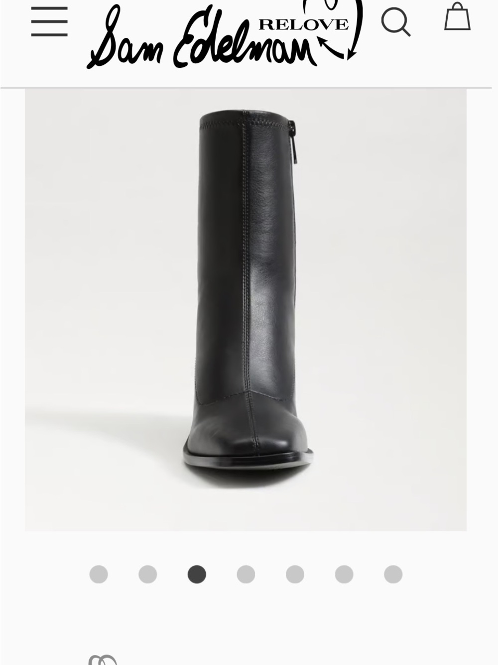 Sam Edelman Black Leather Mid-Calf Block Heel Ankle Boots - Picture 3 of 5